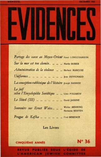 Evidences. N° 36 (Décembre 1953)